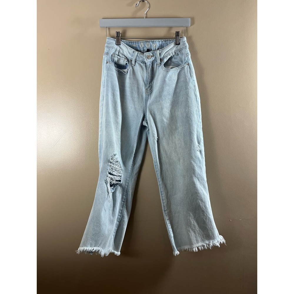 Rewash Brand High Rise Wide Leg Crop Perfectly Iced